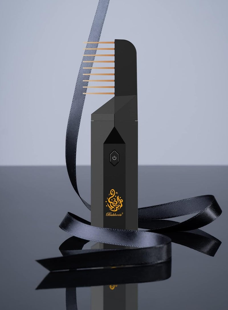 مبخرة بخور محمولة، بخور عربي كهربائي  حامل البخور الرمضاني الإسلامي باور تشارج للشعر والملابس، أسود - Image 3